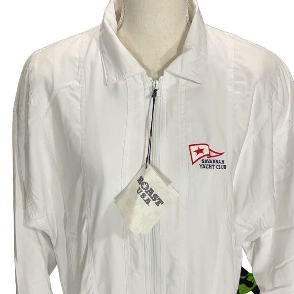 NWT VTG BOAST White Zip Up Lined Windbreaker Jacket Savannah Yacht Club Sz Small - Picture 2 of 8